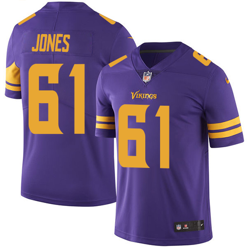 Minnesota Vikings #61 Limited Brett Jones Purple Nike NFL Men Jersey Rush Vapor Untouchable->youth nfl jersey->Youth Jersey